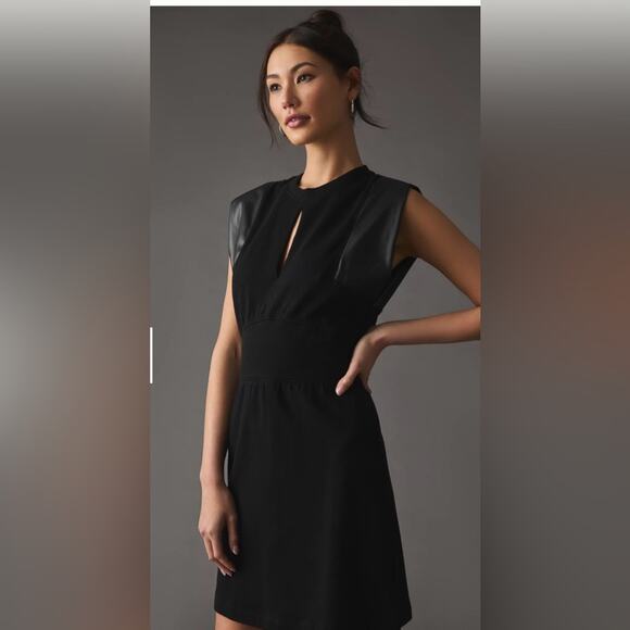 ANTHROPOLOGIE Grey State Rue Mini Dress Black Size Small 100% Cotton Sleeveless - Picture 1 of 14